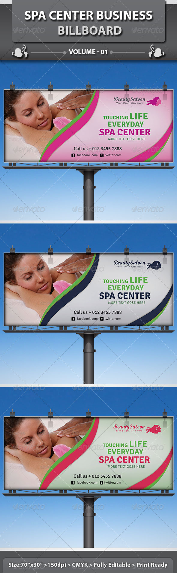 Spa & Beauty Saloon Billboard | Volume 6 - Signage Print Templates