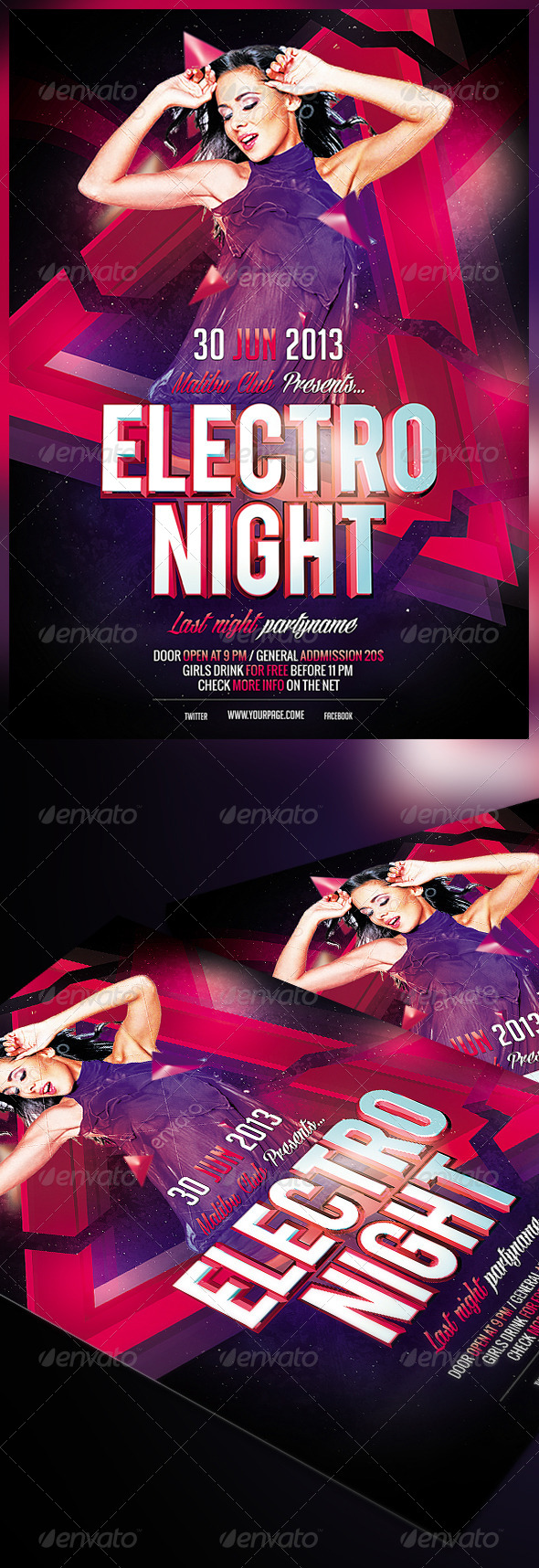 Electro Night Party Flyer - Clubs & Parties Events