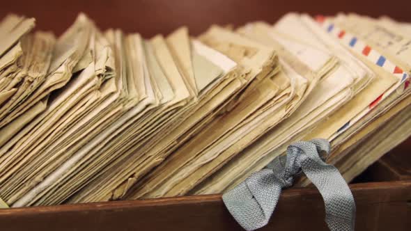 Old Postal Letters In A Wooden Box