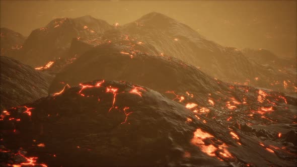 Lava Fields and Hills at Active Volcano alt