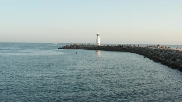 Aerial view of Walton Light House, Santa Cruz California, Highway 1 alt