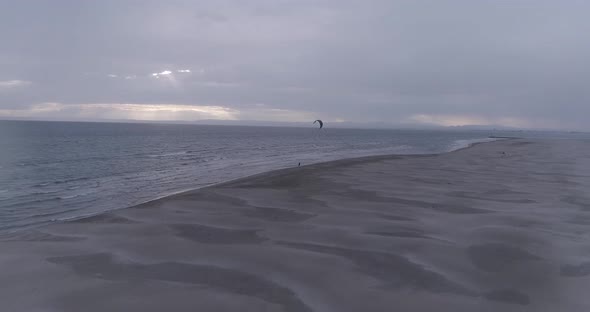 Aerial Drone Footage of Kite Surfers on Line Up in South of France alt