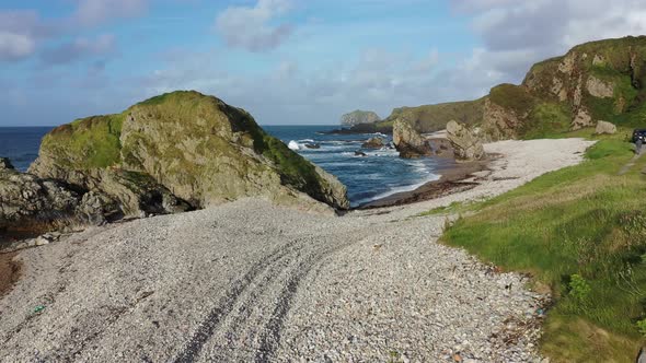 Aerial View of the Beautiful Coast at Maling Well, Inishowen - County Donegal, Ireland alt