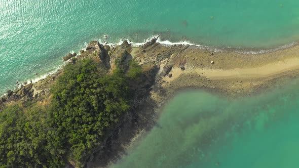 Tropical Island Overhead Aerial View