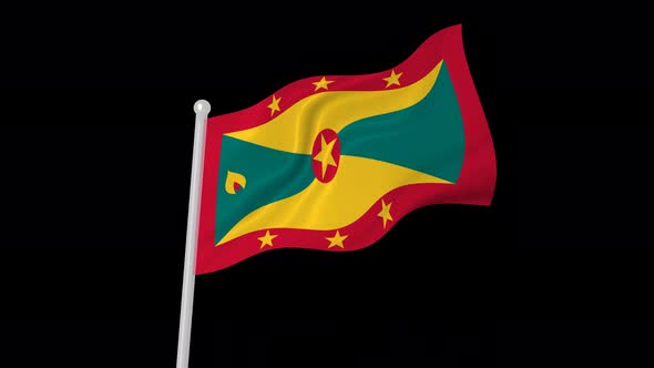 Grenada Flag Waving Animated Black Background alt
