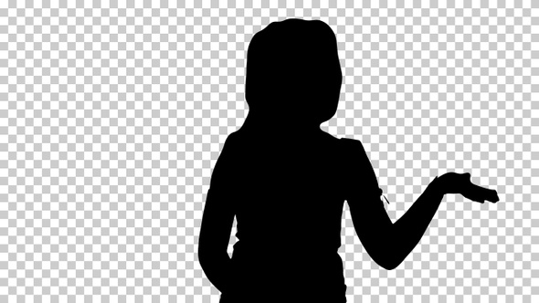 Silhouette Small girl walking, Alpha Channel alt