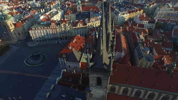 Aerial of Church of Our Lady and the Old Town Square
