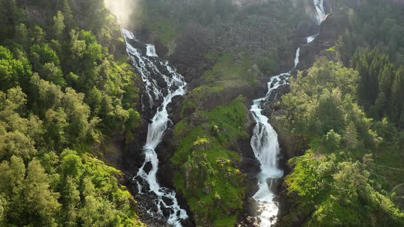 Latefossen Is One of the Most Visited Waterfalls in Norway and Is Located Near Skare and Odda alt