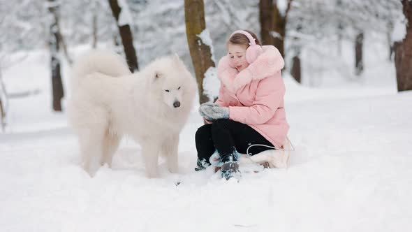 Samoyed Girl with Dog alt