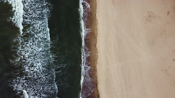 Drone view to the sea waves. Cloudy, Black Sea. vertical orientation for mobile phone alt
