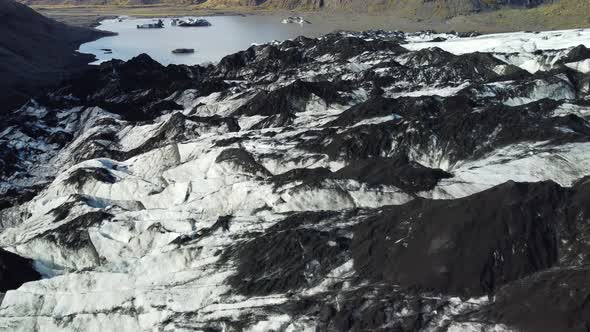 Flying Over the Massive Glacier Tongue End