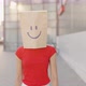 A Crazy Anonymous Woman is Gesturing with a Cardboard on Her Head with Smiley Face - VideoHive Item for Sale