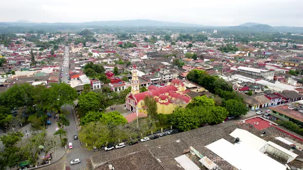 orbital view of main plaza of Coatepex in Mexico alt