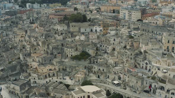 Aerial Drone Footage of Sassi of Matera in Basilicata, Italy 4K