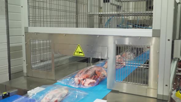 Meat Production the Process of Packaging Beef Meat Products in Plastic Packaging Thermal Packaging alt