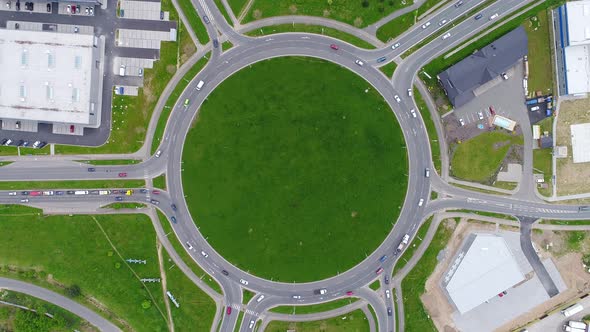 Aerial View of a Roundabout 4K