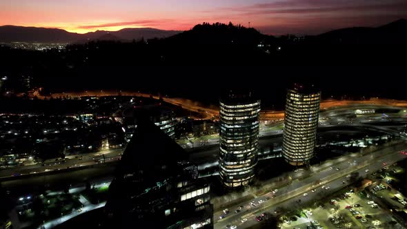 Sunset sky at downtown Santiago Metropolitan Region of Chile. alt