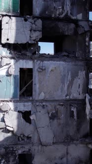 Vertical Video of War in Ukraine  Destroyed House alt