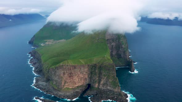 Aerial View of Kalsoy Island at Sunset alt