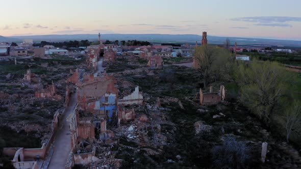 Destroyed Village of Belchite During the Spanish Civil War