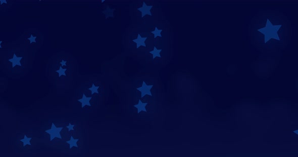 Animation of glowing blue stars twinkling and moving in hypnotic motion on dark blue background alt