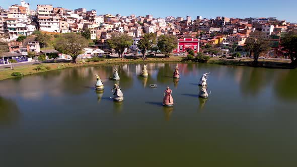 Downtown of Salvador Bahia Brazil. Historic buildings at tourism postcard. alt