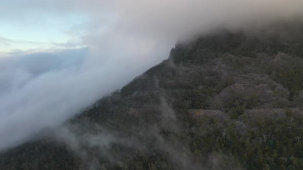 Fog and Mist above Mt Wellington (Kunanyi), Hobart, Tasmania Aerial Drone 4K alt