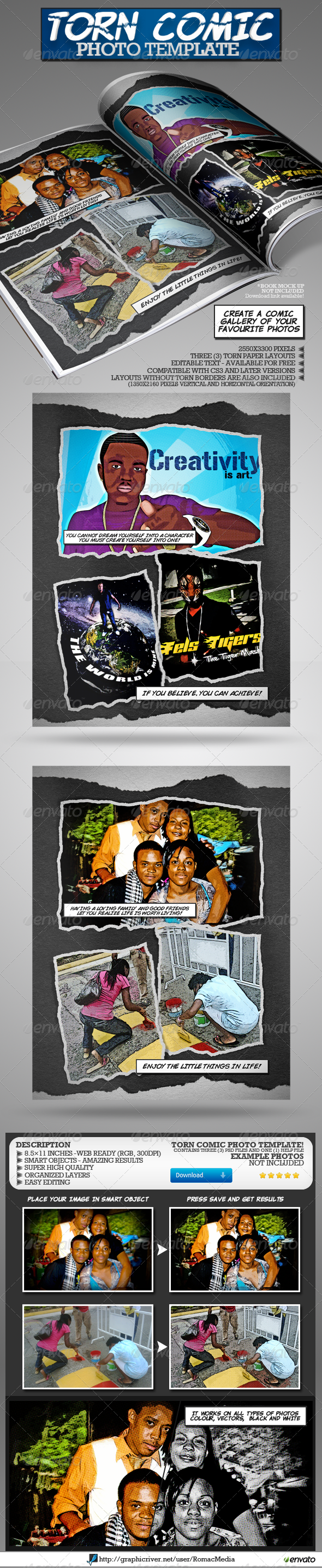 Torn Comic Photo Template - Artistic Photo Templates