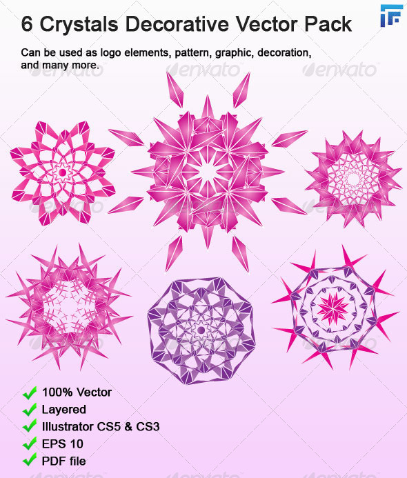 6 Crystals Decorative Pack - Patterns Decorative