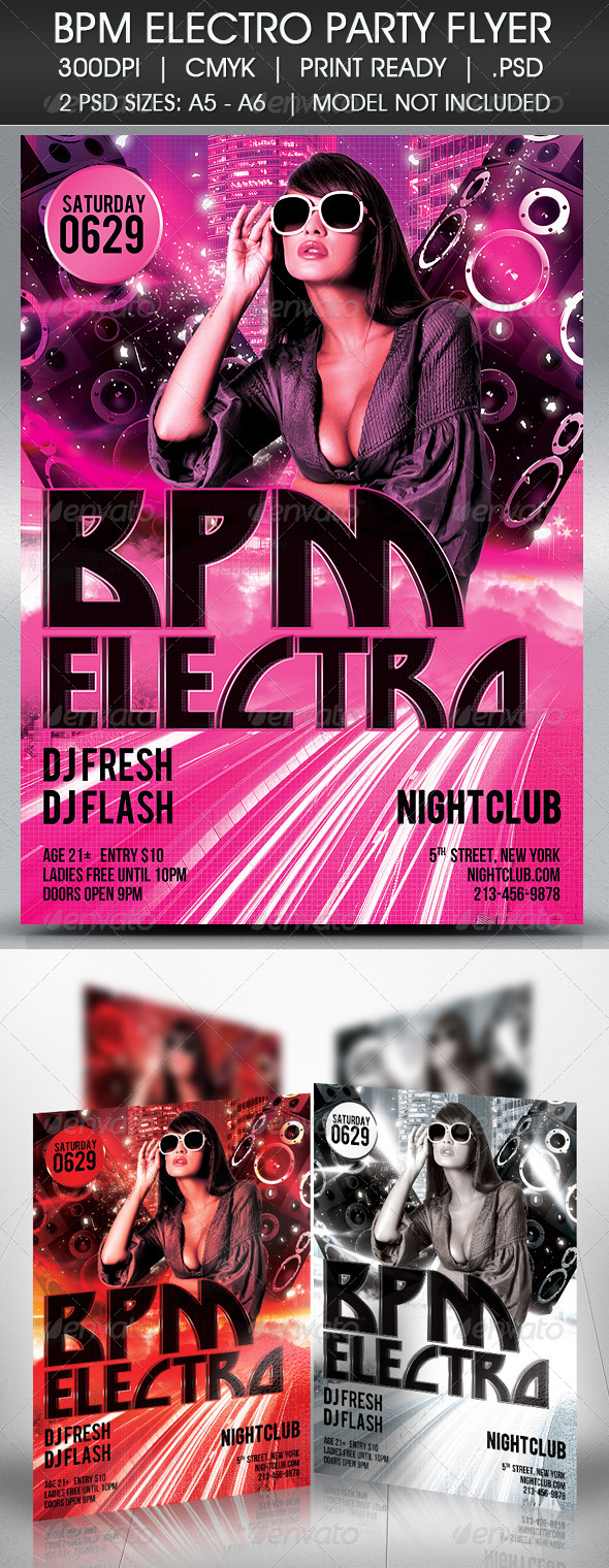 Electro BPM House Techno Party Flyer - Clubs & Parties Events