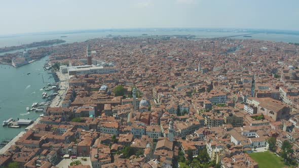 Aerial top view of all Venice, with sunny day in Italy