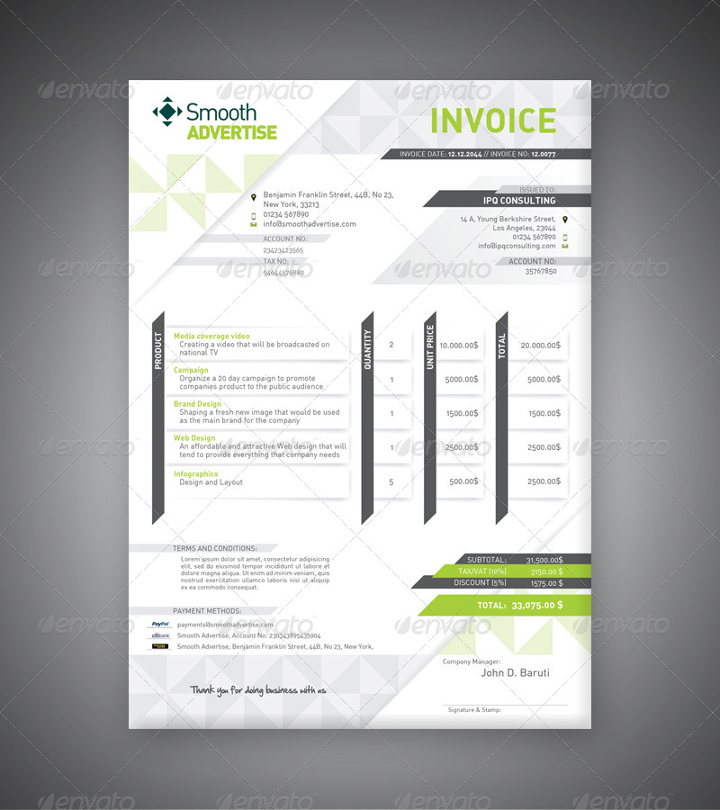 corporate invoice template