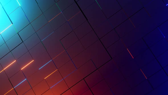 Looped animation. Abstract colorful squares background. 3d rendering.