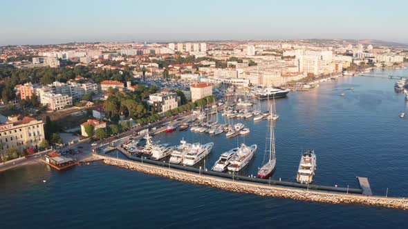 Drone Footage Aerial View of Zadar Marina Croatia alt