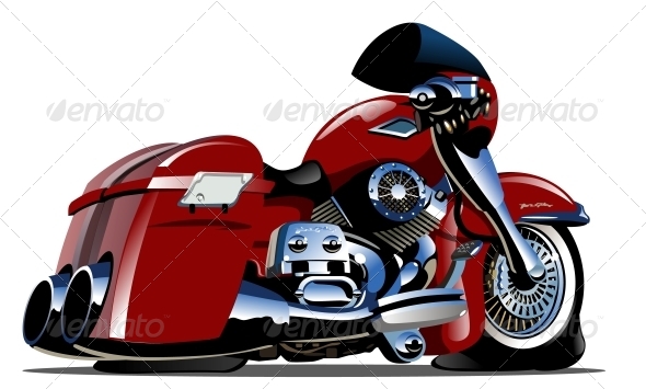 Vector Cartoon Motorbike - Man-made Objects Objects