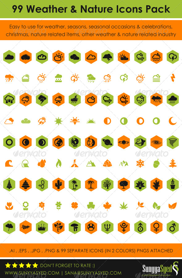99 Weather & Nature Icons Pack - Icons