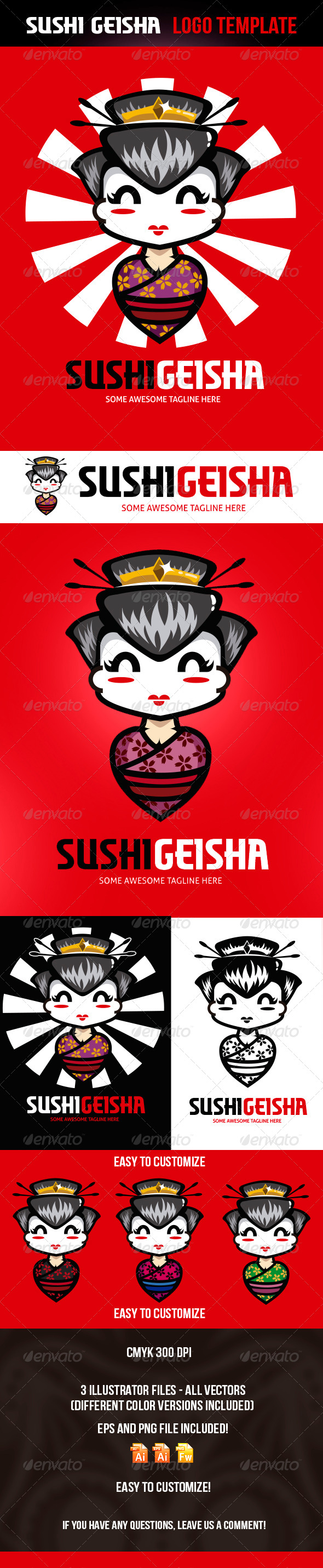Sushi Geisha Logo Template - Logo Templates