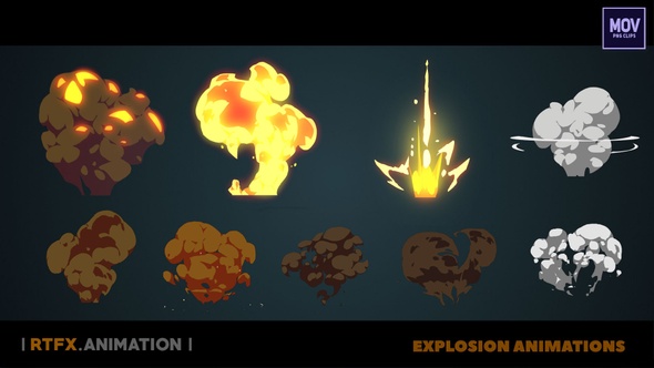 Cartoon Flash 2D FX explosions [Motion Graphics video clips]
