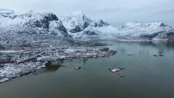 Aerial view of the Norwegian winter landscape alt