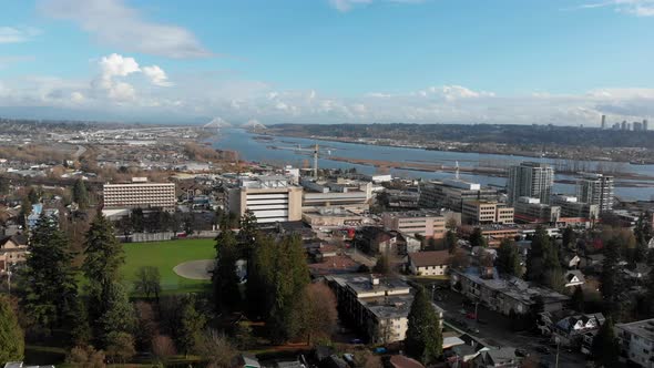 Various drone shots in New Westminster, Pitt Meadows and Coquitlam, BC, Canada. Winter 2018 alt