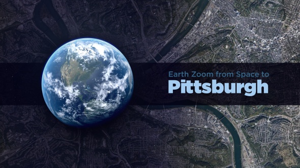 Pittsburgh (Pennsylvania, USA) Earth Zoom to the City from Space