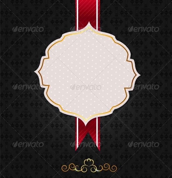 Vintage Background with Golden Frame - Decorative Symbols Decorative