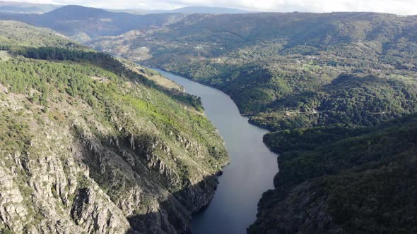 Rver Sil Canyon, Galicia Spain. Aerial view alt