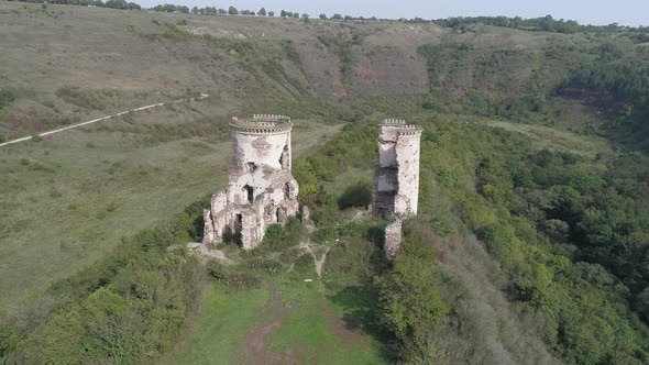 Aerial shot of Chervonohorod Castle alt