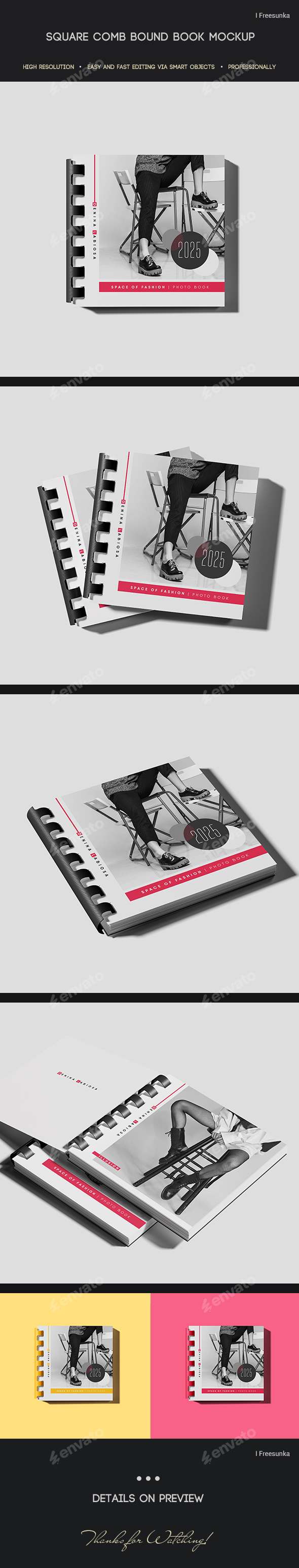Square Comb Bound Book Mockup