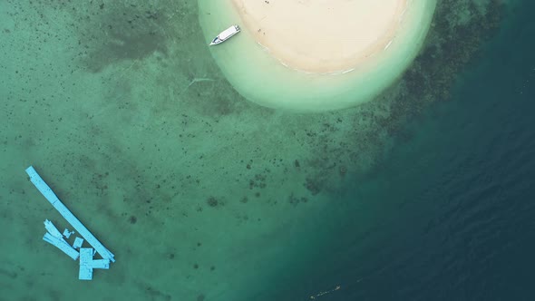 Aerial view drone video of Amazing small island beautiful tropical sandy beach landscape view alt