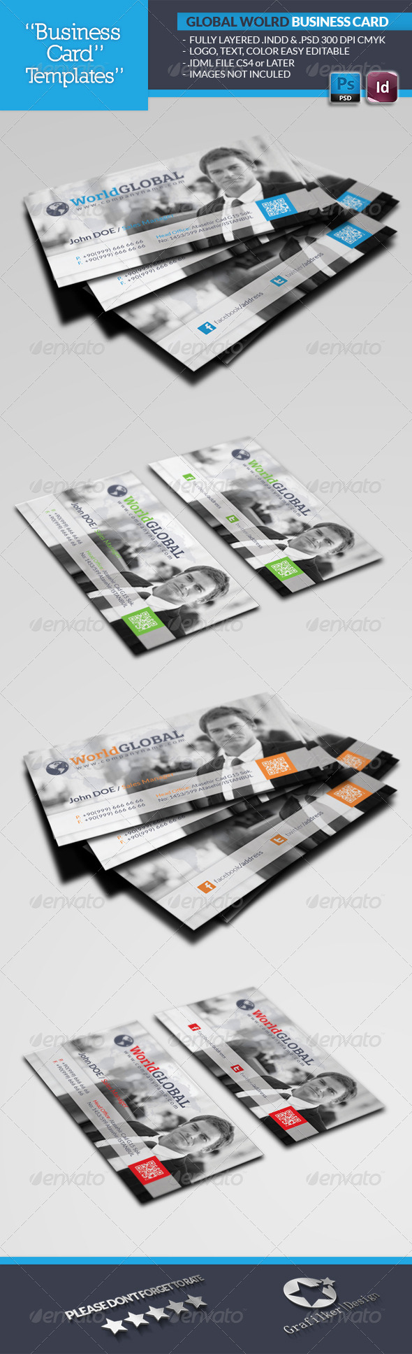 Global World Business Card Template - Corporate Business Cards