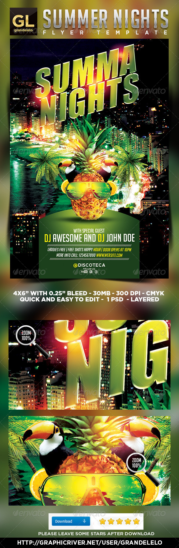 Summer Nights Flyer Template - Clubs & Parties Events