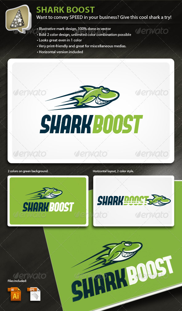 SharkBoost - Illustrative Mark for Speedy Business - Animals Logo Templates