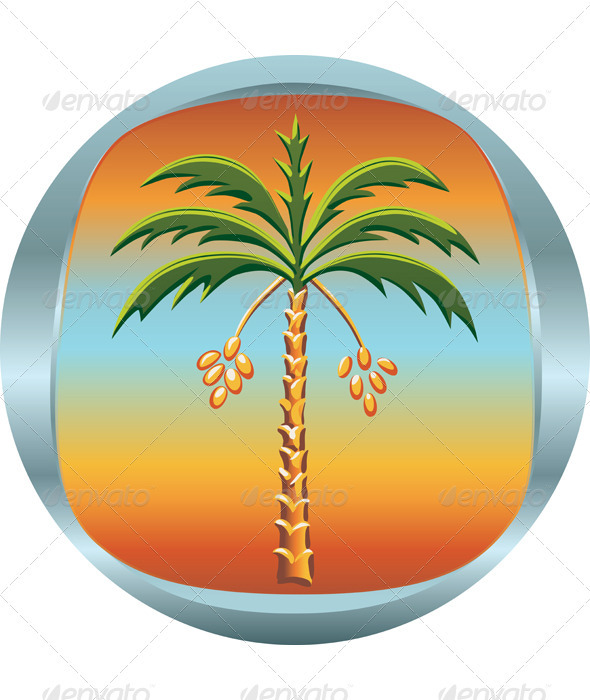 Vector metal medallion with the date palm
